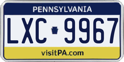 PA license plate LXC9967