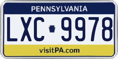 PA license plate LXC9978