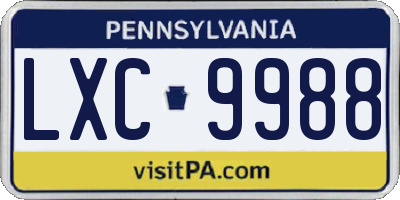 PA license plate LXC9988