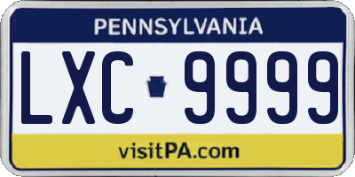 PA license plate LXC9999