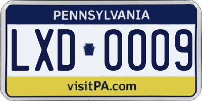 PA license plate LXD0009