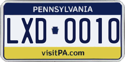 PA license plate LXD0010