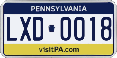 PA license plate LXD0018