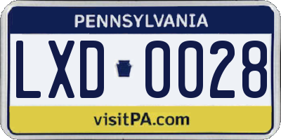 PA license plate LXD0028