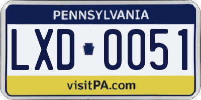 PA license plate LXD0051