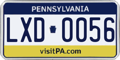 PA license plate LXD0056