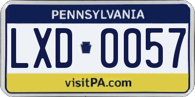 PA license plate LXD0057