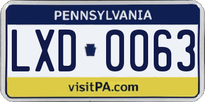 PA license plate LXD0063