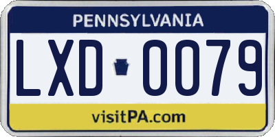 PA license plate LXD0079