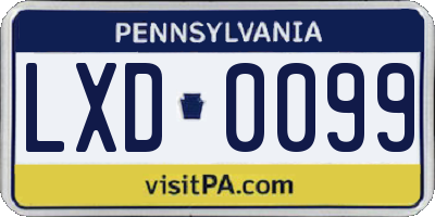 PA license plate LXD0099