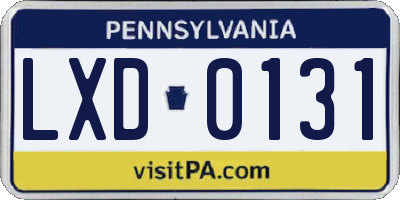 PA license plate LXD0131
