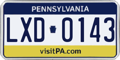 PA license plate LXD0143