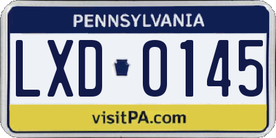 PA license plate LXD0145