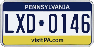PA license plate LXD0146