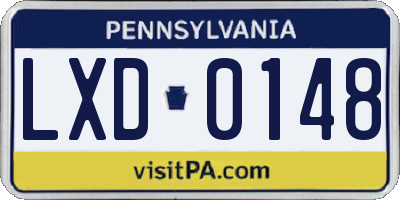 PA license plate LXD0148
