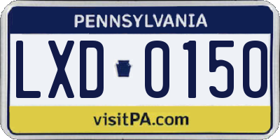 PA license plate LXD0150