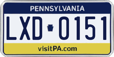 PA license plate LXD0151