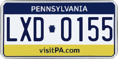 PA license plate LXD0155