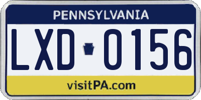 PA license plate LXD0156