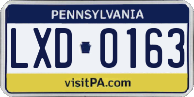 PA license plate LXD0163