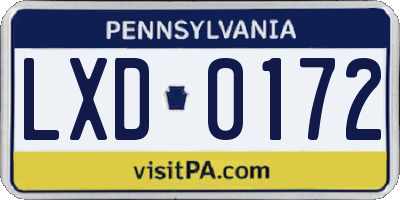 PA license plate LXD0172