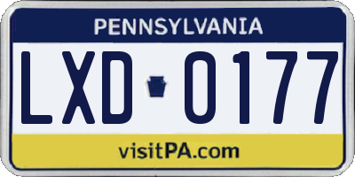 PA license plate LXD0177