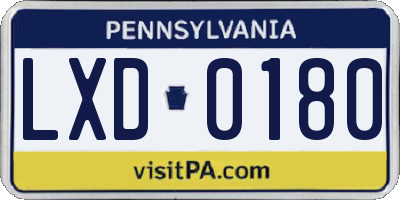 PA license plate LXD0180