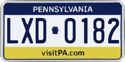 PA license plate LXD0182