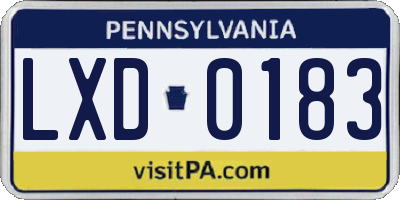 PA license plate LXD0183