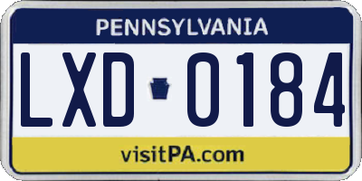 PA license plate LXD0184