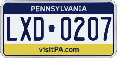PA license plate LXD0207