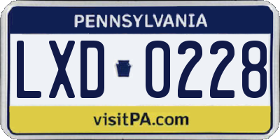 PA license plate LXD0228