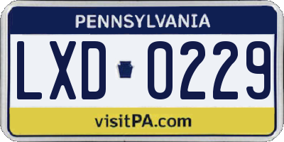 PA license plate LXD0229