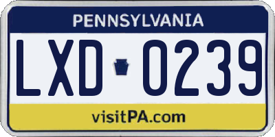 PA license plate LXD0239