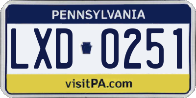 PA license plate LXD0251