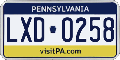 PA license plate LXD0258
