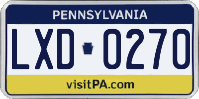 PA license plate LXD0270