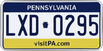PA license plate LXD0295