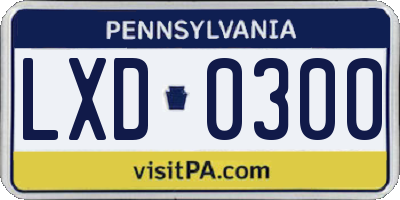 PA license plate LXD0300
