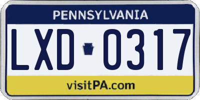 PA license plate LXD0317
