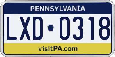 PA license plate LXD0318