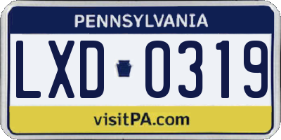 PA license plate LXD0319