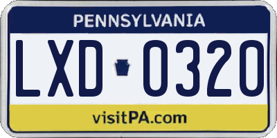PA license plate LXD0320