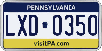 PA license plate LXD0350