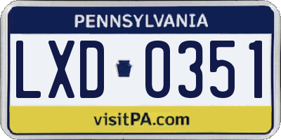 PA license plate LXD0351