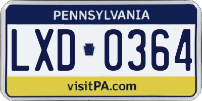 PA license plate LXD0364