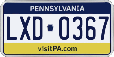 PA license plate LXD0367
