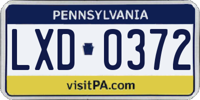 PA license plate LXD0372