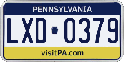 PA license plate LXD0379