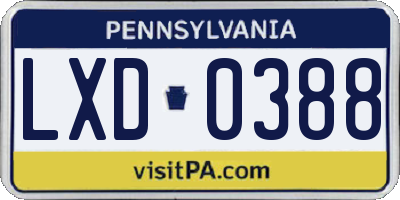 PA license plate LXD0388